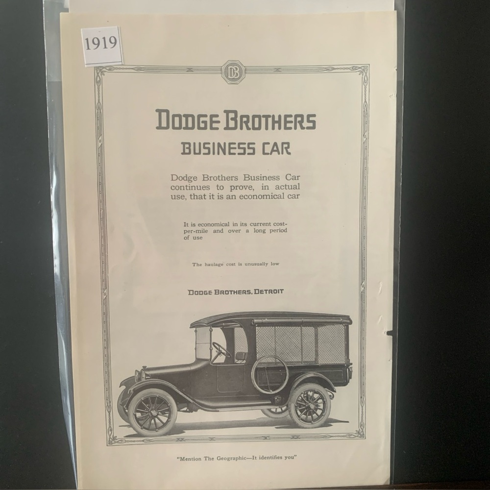 Vintage 1919 Dodge Brothers Business Car Ad Advertisement